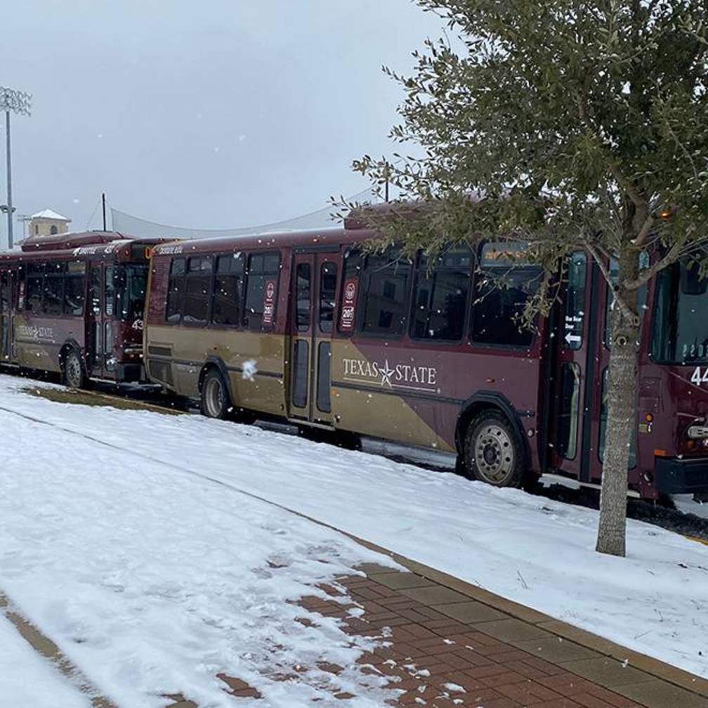 shuttle buses lined up