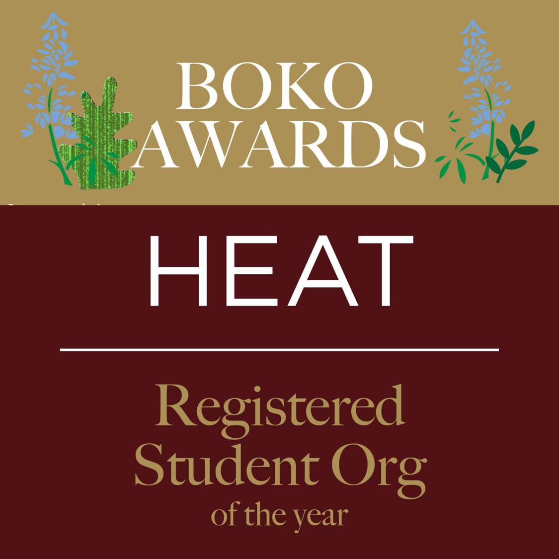 Picture of text displaying that HEAT won the Registered Student Organization of the Year award.