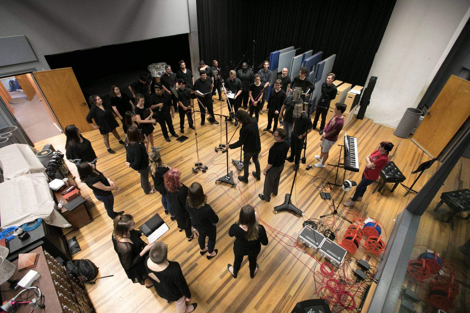 choral group in a studio