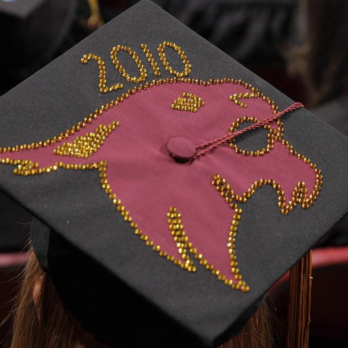 graduation cap with bobcat head and year 2010