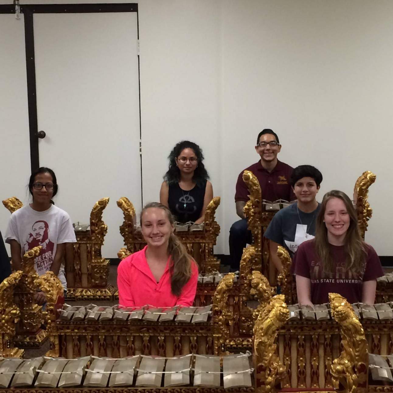 International Studies Club with traditional Indonesian Gamalan Musical instruments