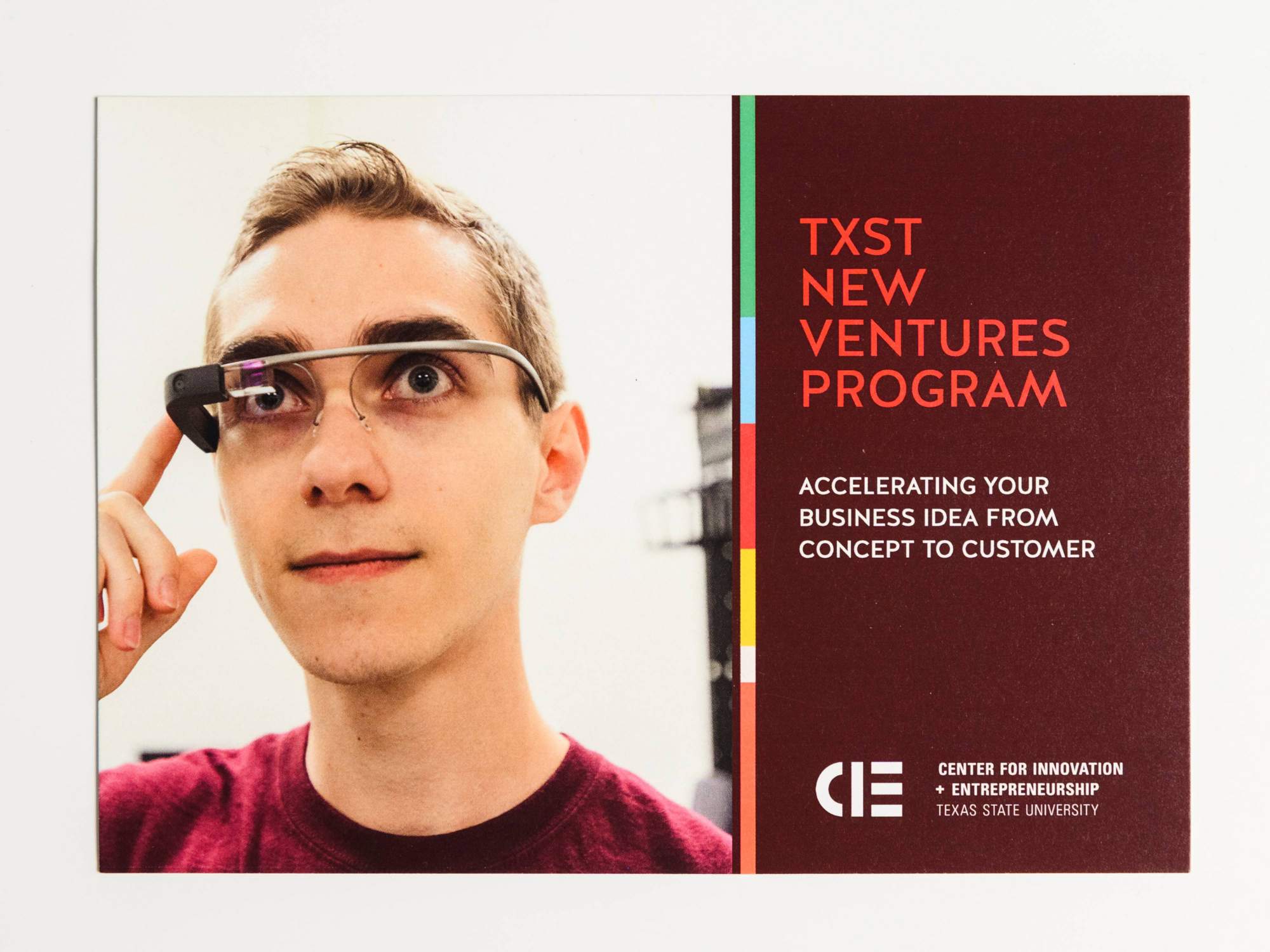 Postcard about the TXST new ventures program made using a template