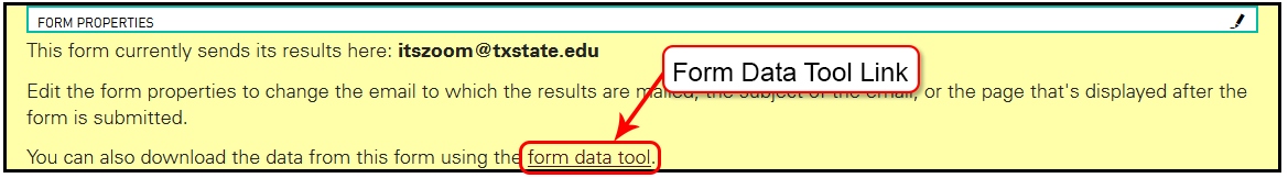 The form data tool in gato is in the form properties bar.