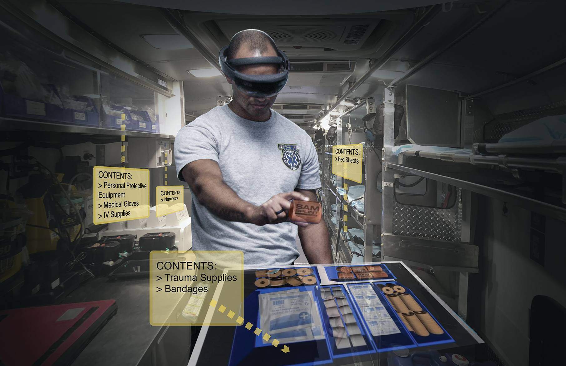 first responder using VR training headset