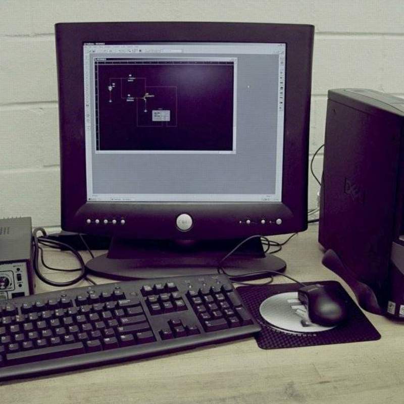 Image, computer with test equipment.