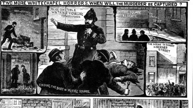 1888 etching about Jack the Ripper case from local newspaper