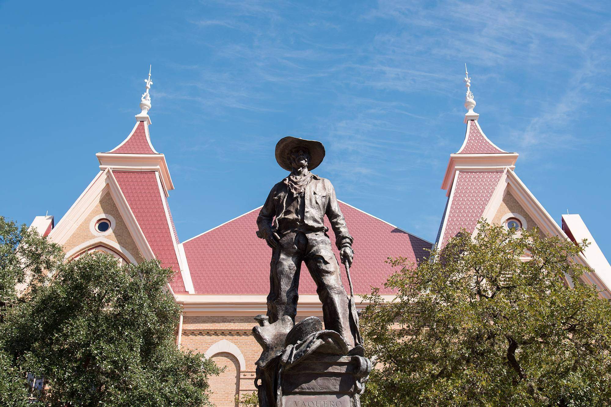 Vaquero in front of Old Main