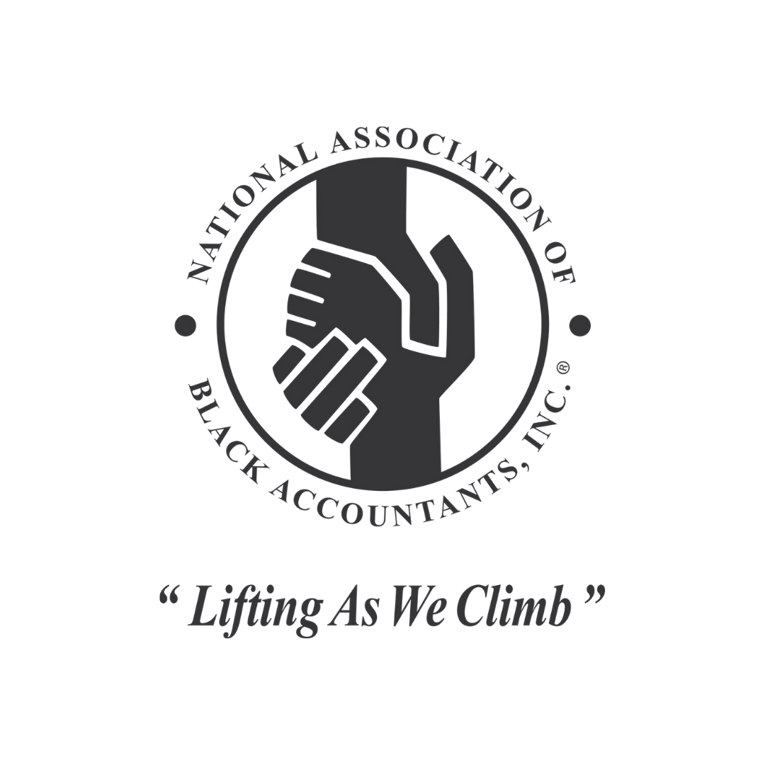 logo of two hands reaching for each other with circle text that says National Association of Black Accountants "Lifting as We Climb"