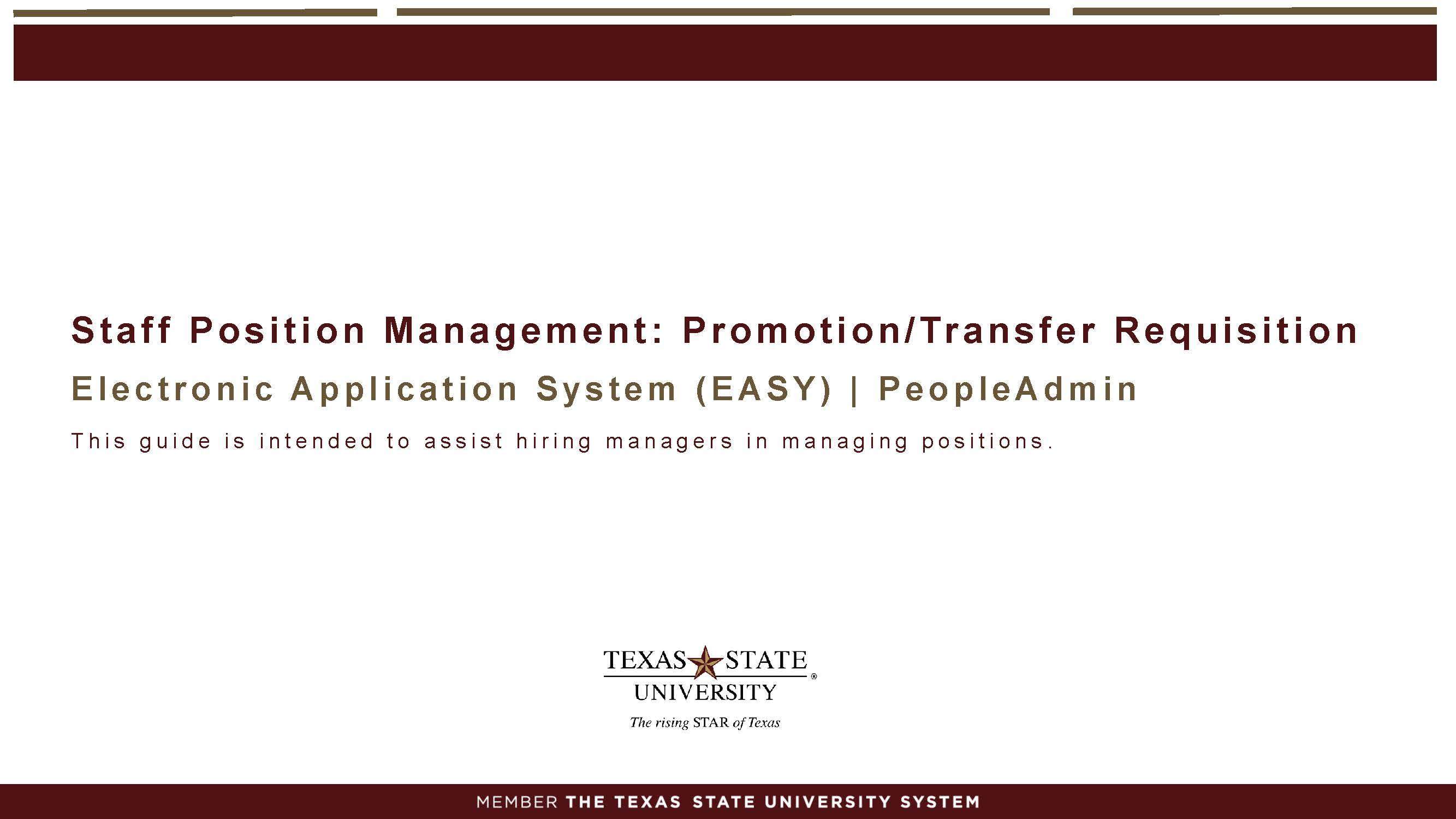 staff position management: Promotion/Transfer Requisition power point