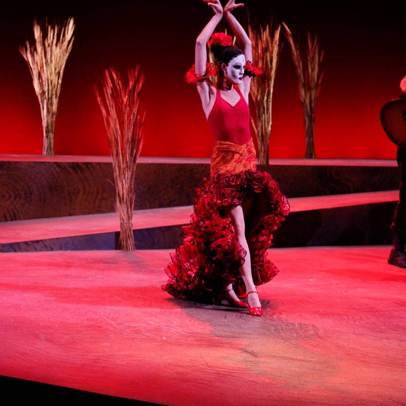 Woman dancing in flamenco dress