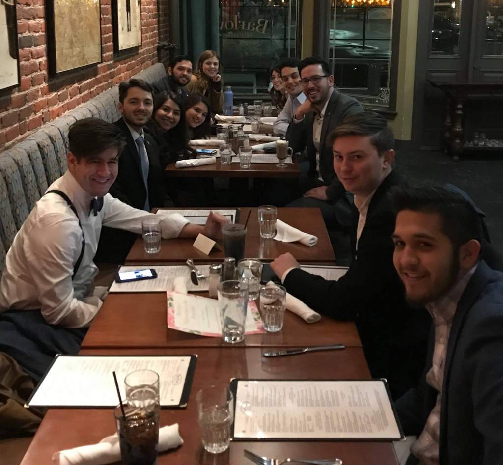 Students enjoying a meal in Boston, MA