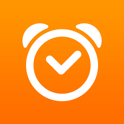 Orange Application Icon, square with rounded edges, with a clock in the middle.