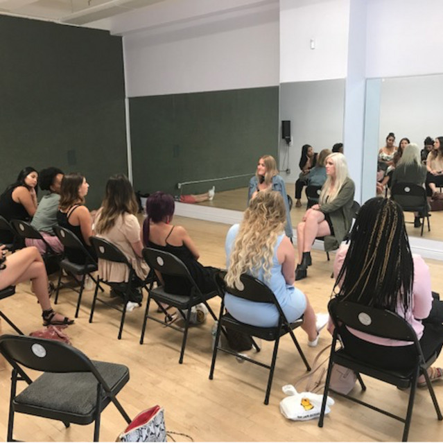 2017 program students in a class meeting on-site
