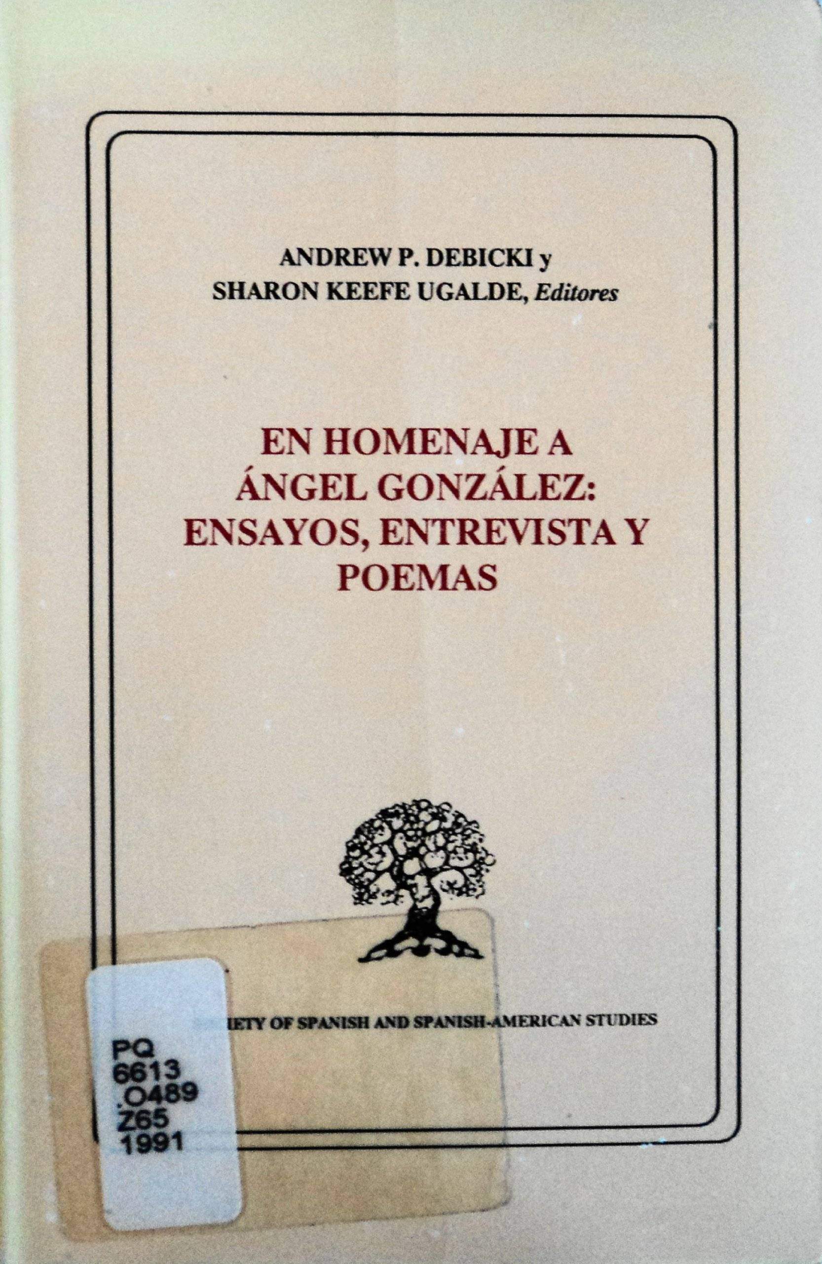 Cover of En homenaje a Angel González: Ensayos, entrevista y poemas
