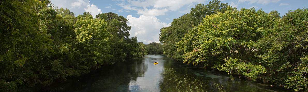 photo of the san marcos river from above to represent the river features video series