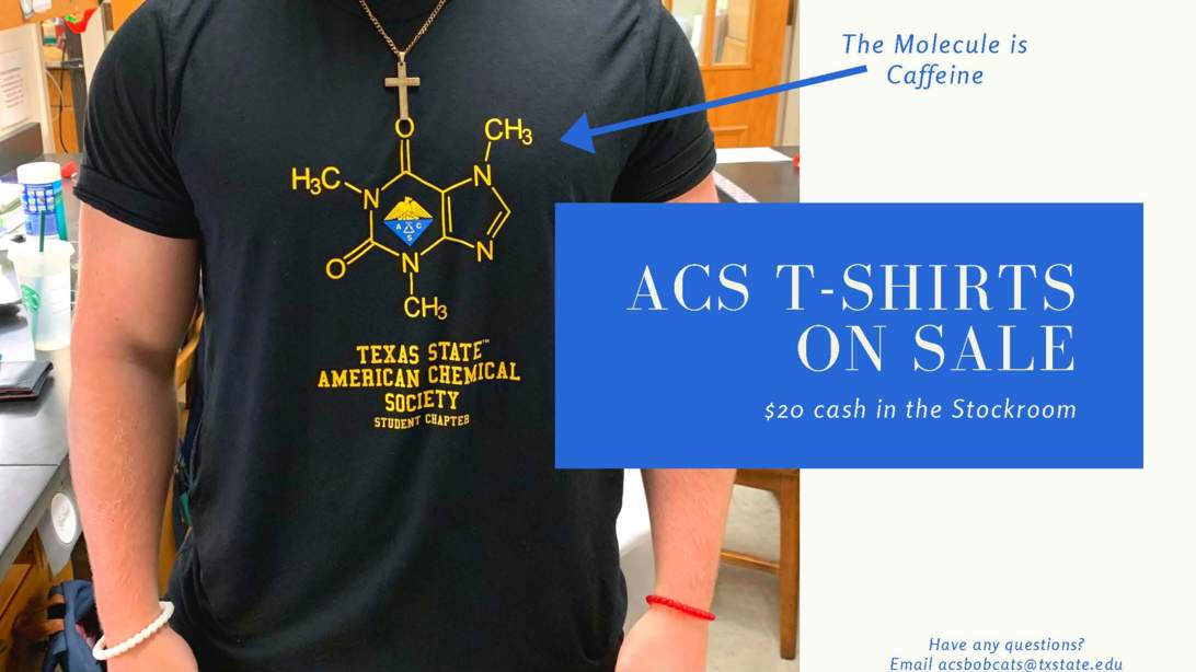 ACS T-Shirts on sale in the stockroom for $20.