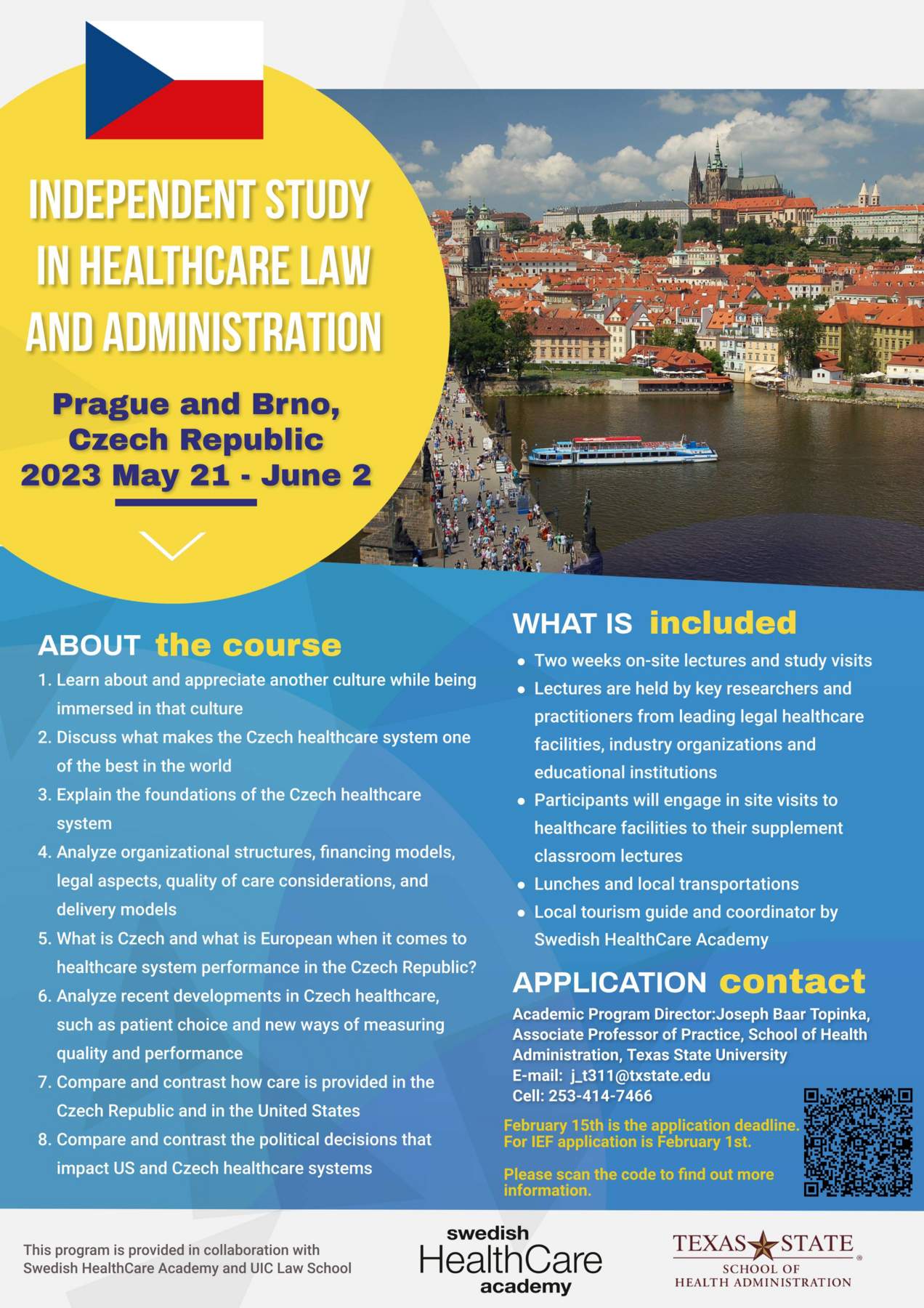 Flyer for upcoming School of Health Administration Study Abroad opportunity in 2023