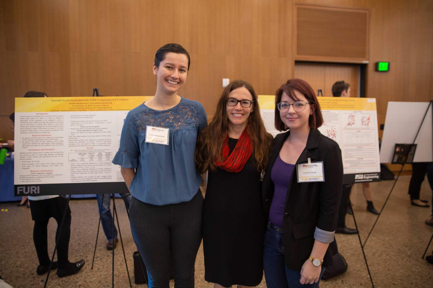 Dr. Miller proudly supporting ASU undergraduate students, Ambike Bhraguvanshi and Kendalyn Grant, who are presenting at the Fulton Undergraduate Research Symposium