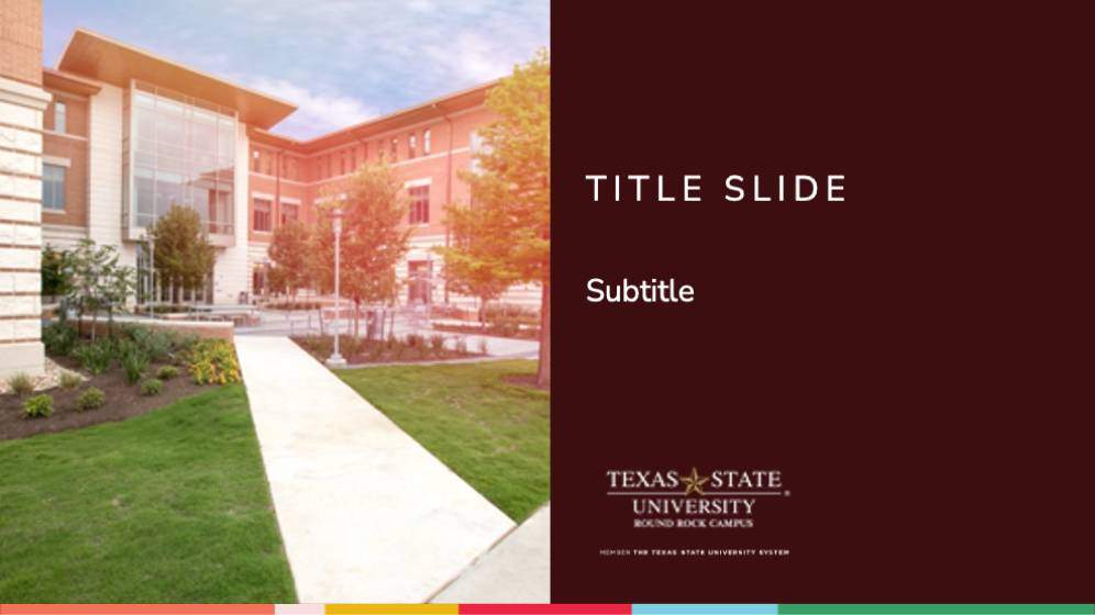 Maroon background with Texas State University - Round Rock logo