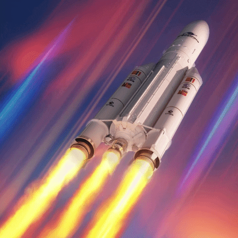 Cartoon rocket flying through space
