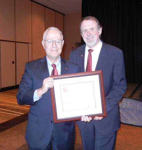 Howard Balanoff (left) receives his “New Fellow” Induction Plaque from Dr. Ken Apfel, President of the National Academy of Public Administration at the NAPA Annual Conference held in Washington DC.