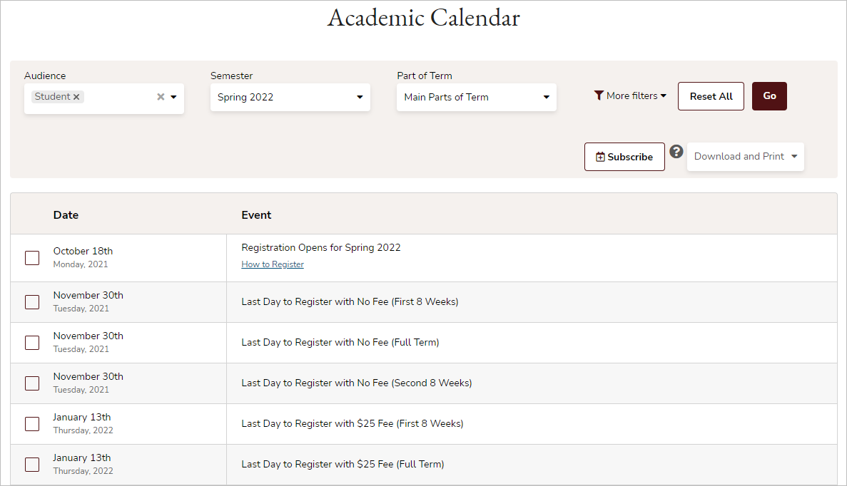 Academic Calendar 1