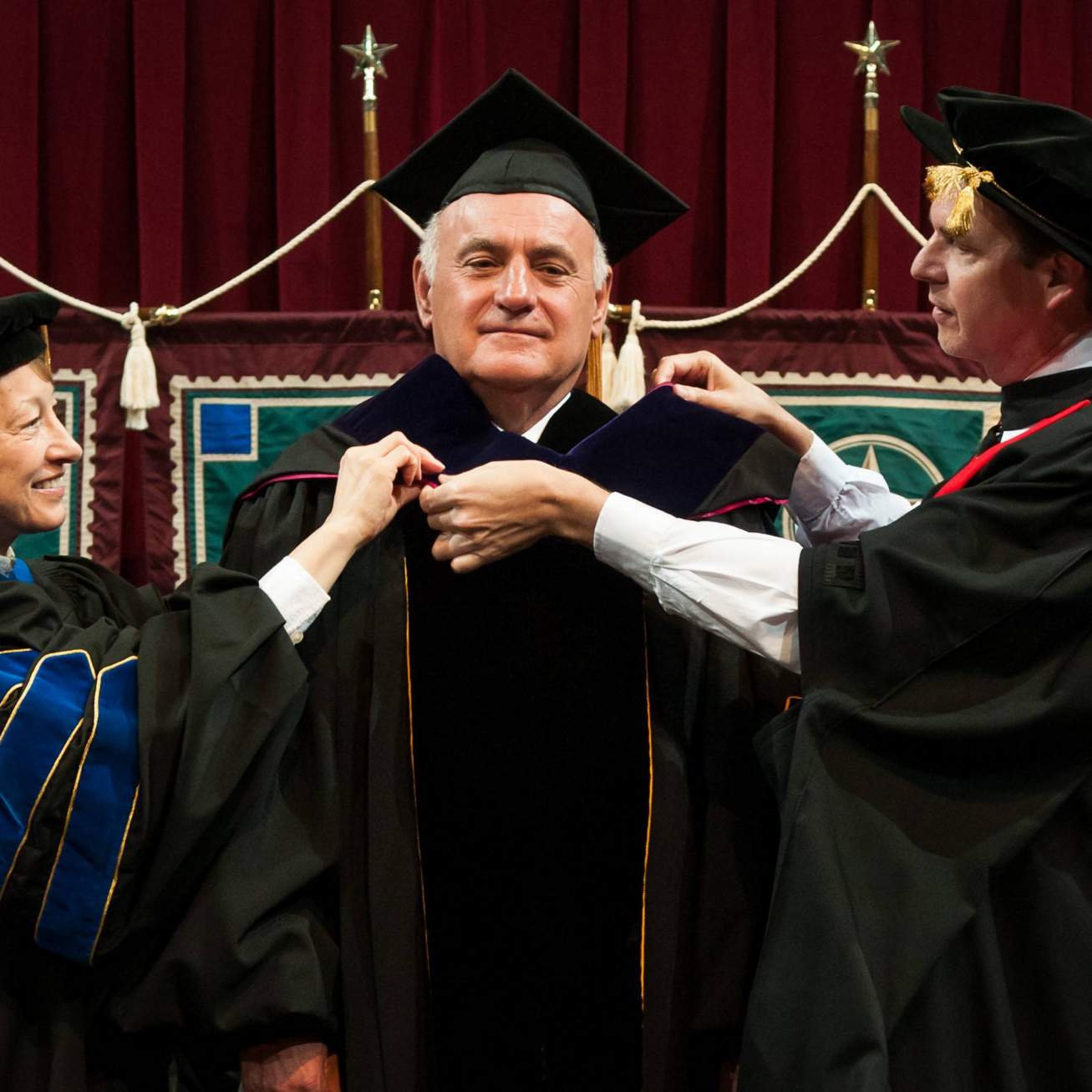 Mr. Jerry D. Fields Hooded by President Dr. Trauth and Provost Dr. Bourgeois 