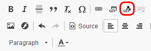 The document link icon is highlighted on the Rich Editor. It appears as a chain link in front of an icon of a person.