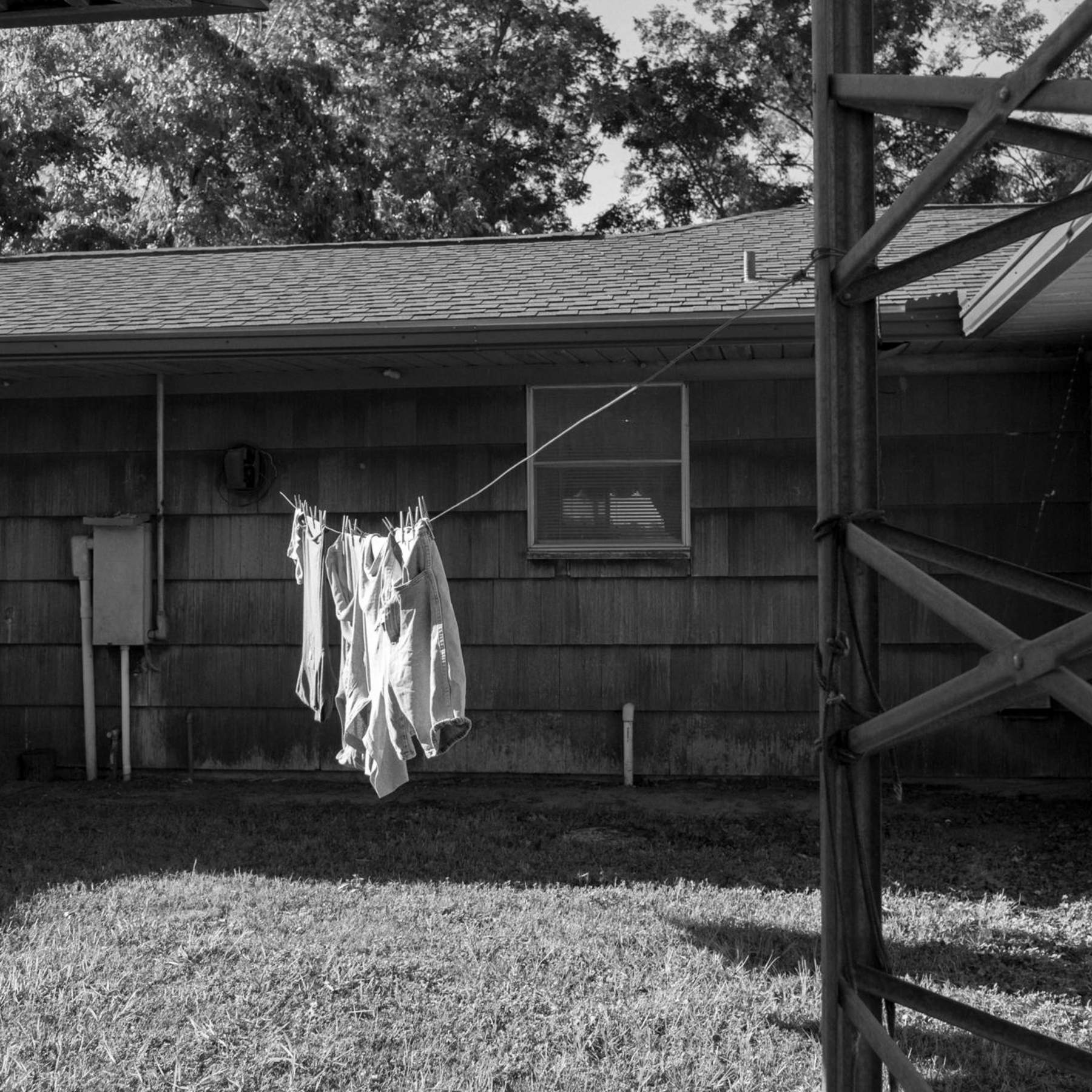 Student Work Black and White Photo of Laundry on a Clothesline