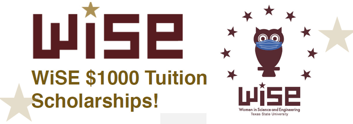 Wise owl with mask - text - wise $1000 tuition scholarships