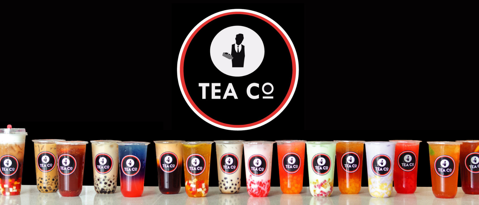 Line of drinks under Tea Co logo