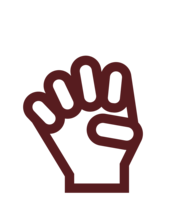 Paw hand sign in maroon