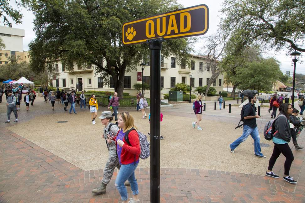 image of students walking in quad