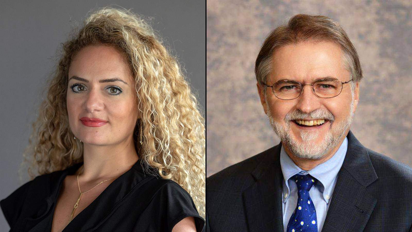 Studio headshots of Dr. Linda Alkire and Dr. Ray Fisk