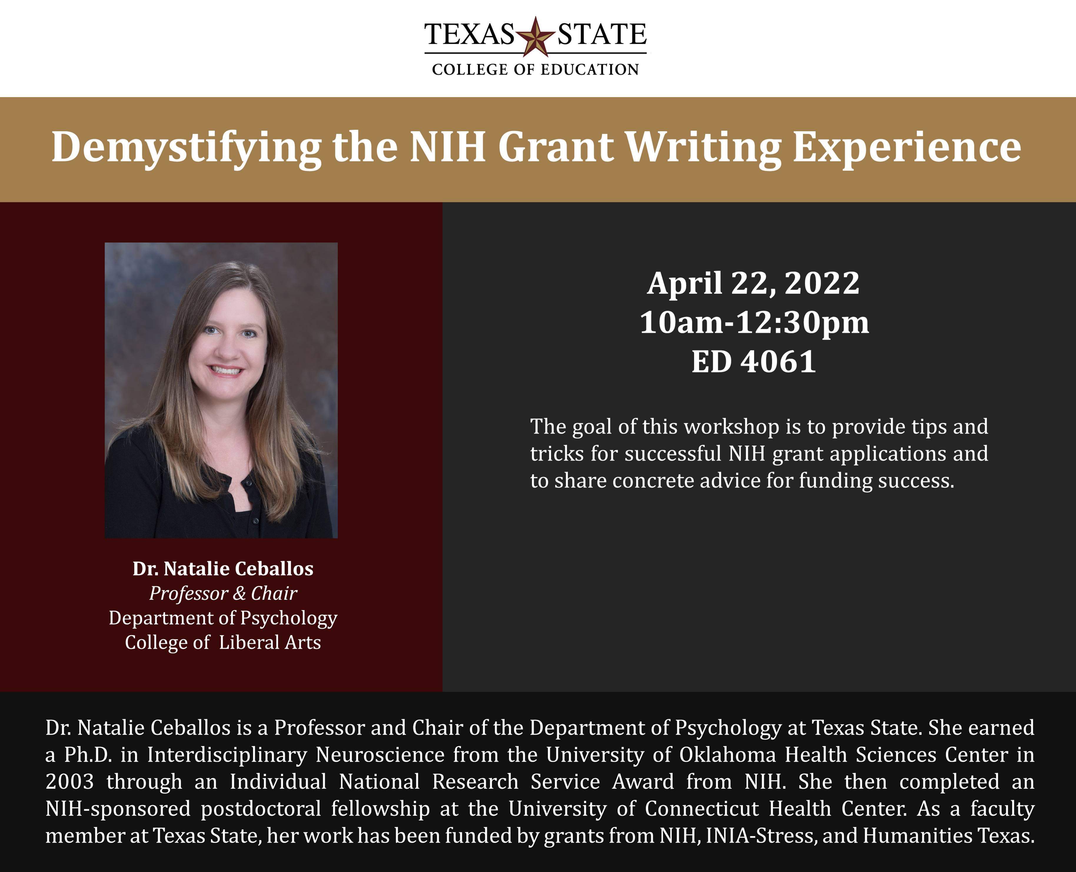 Dr. Natalie Ceballos Funded Research Lecture