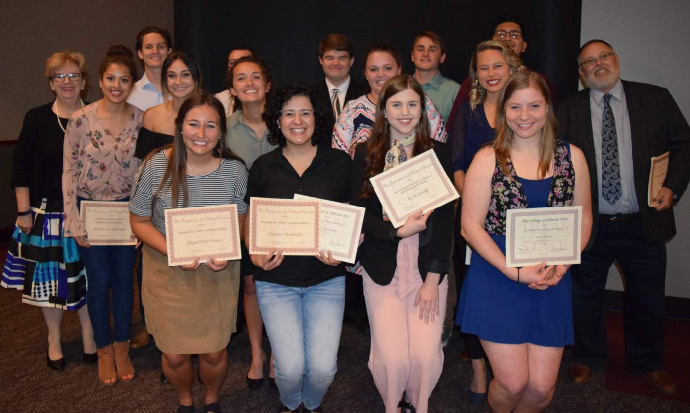 Political Science Students Receiving Certificates