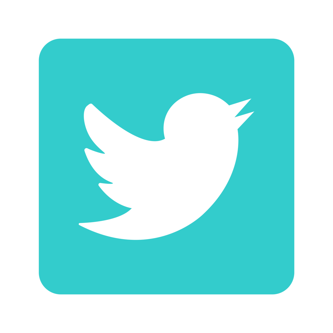 Teal Twitter Logo of bird flying to the right