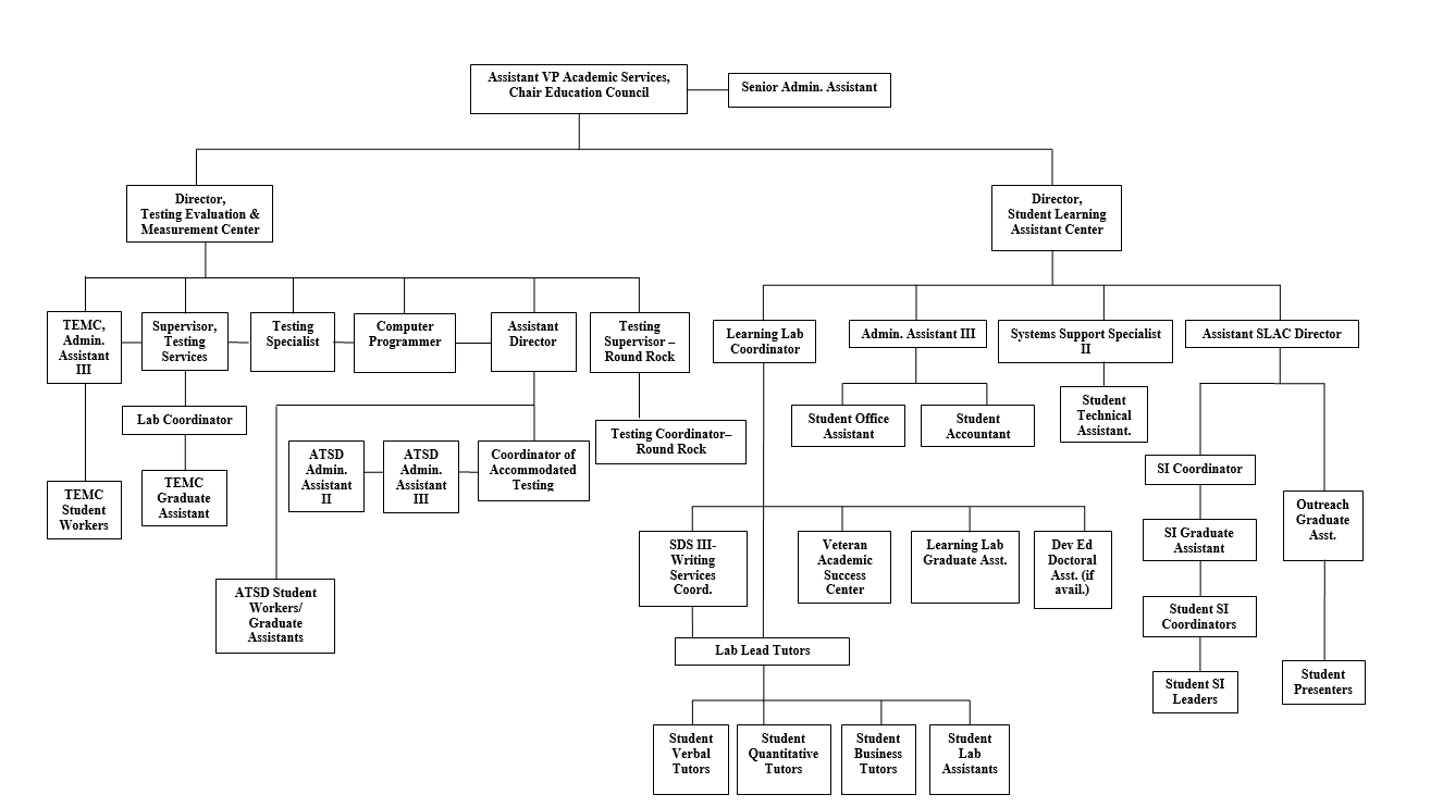 Organizational Chart for Assistant VP for Academic Services