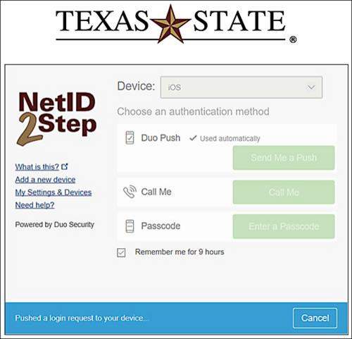 NetID 2-Step login