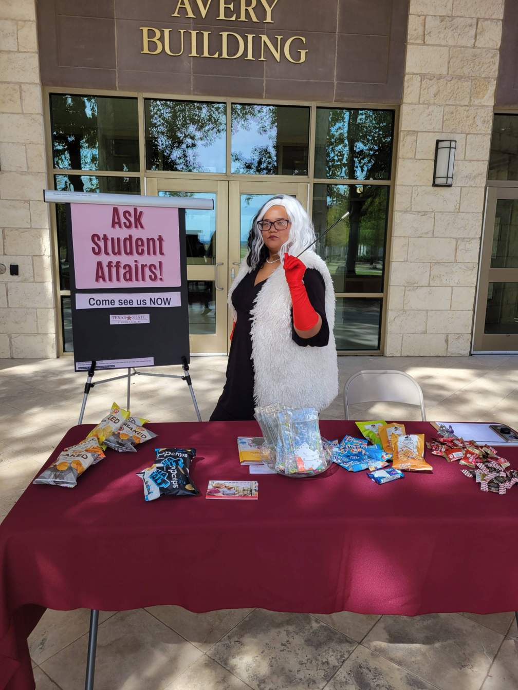 Ask Student Affairs Information Table in front of Avery Building entrance