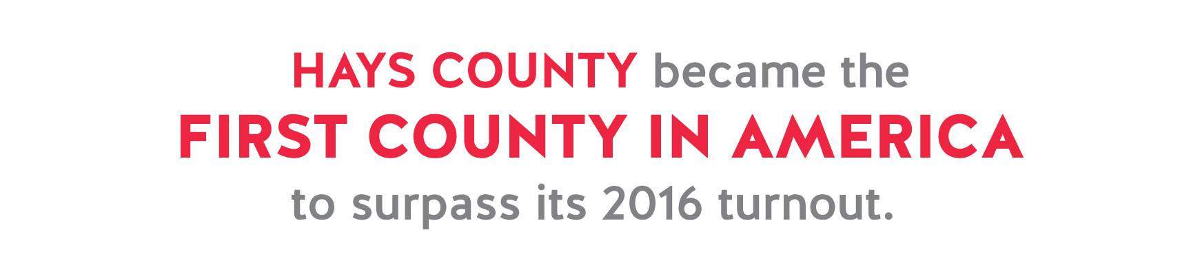 Hays County became the first county in America to surpass its 2016 turnout.
