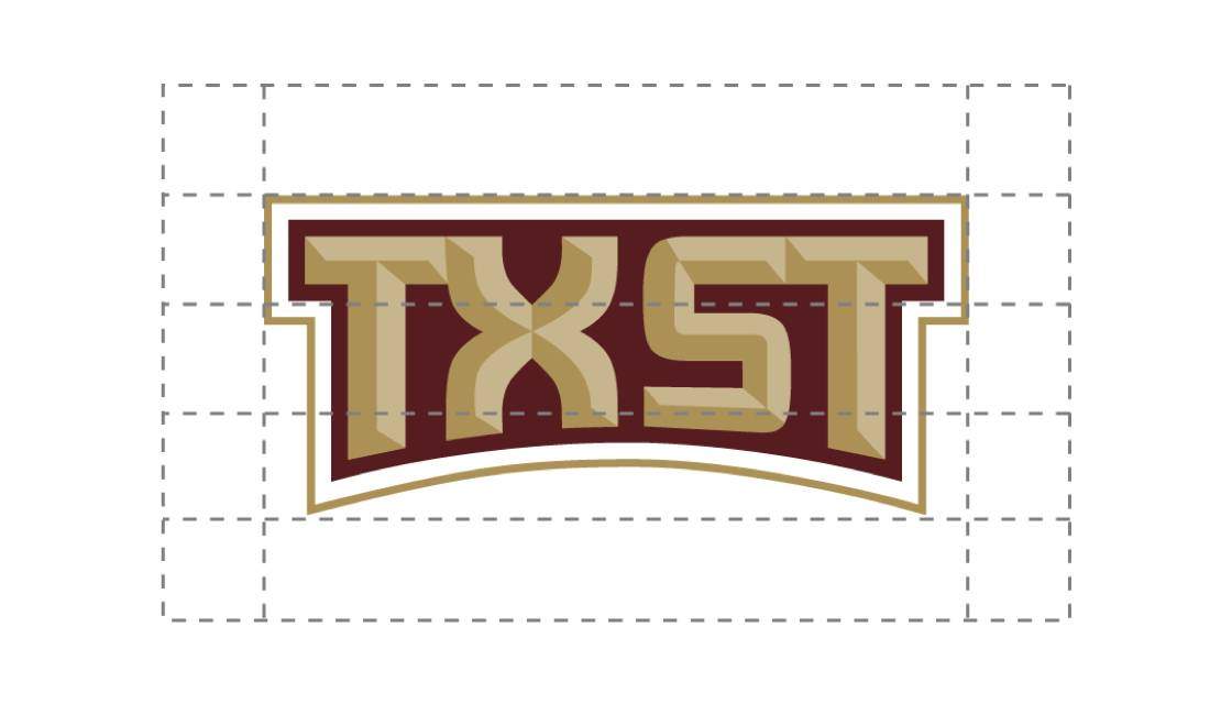 TXST logo with one-third the height of the logo clear space
