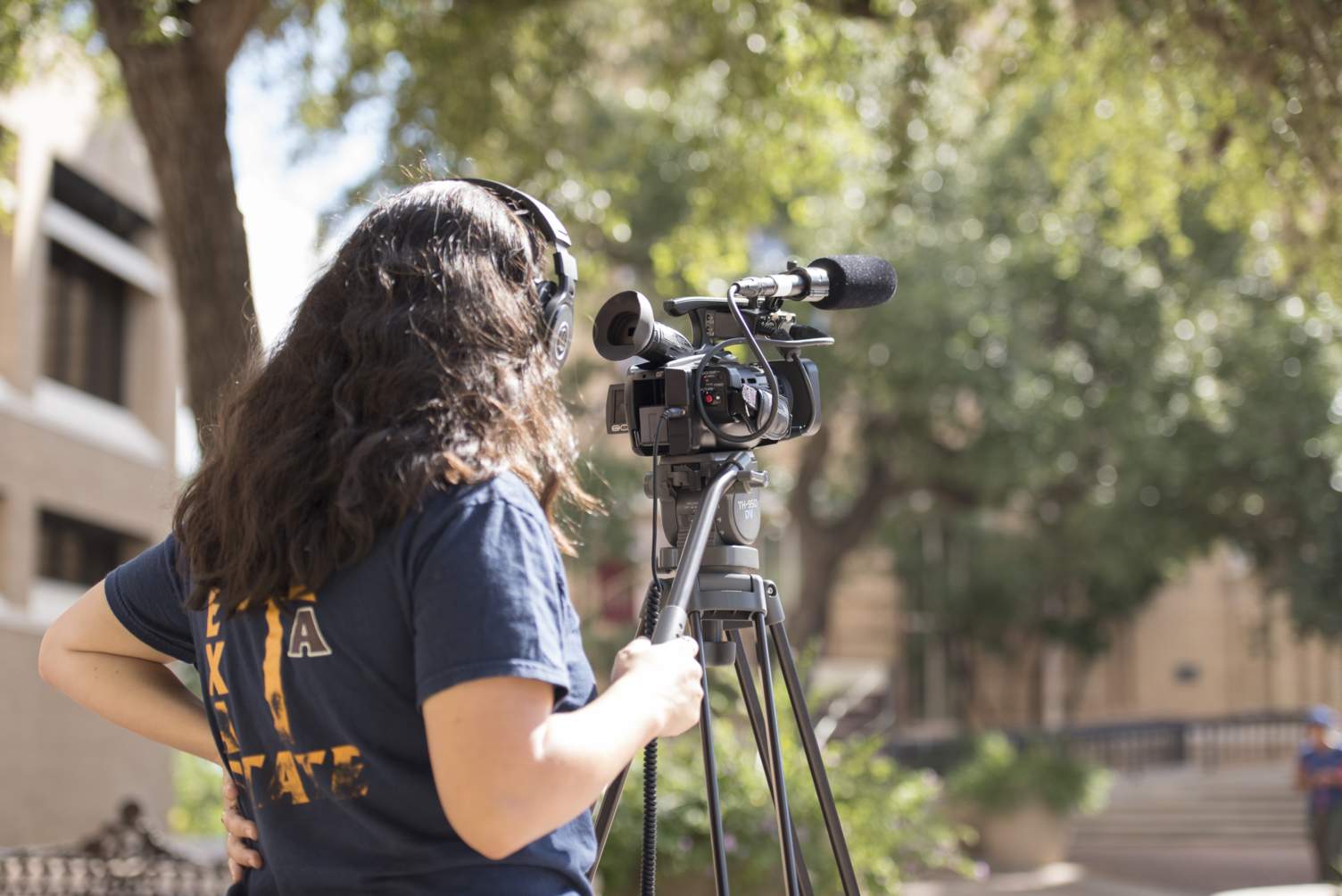 a female student onsite at a video production internship