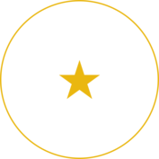A small, filled star inside a thin-line circle