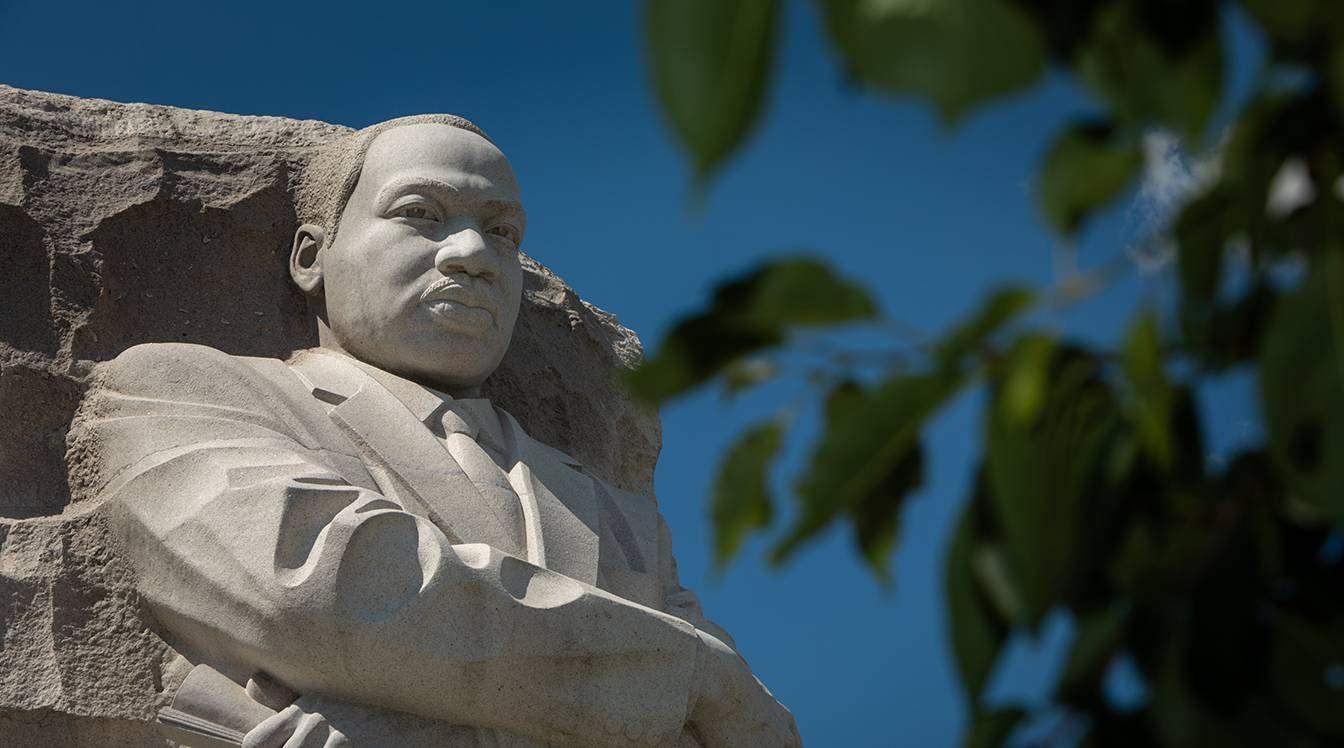 Close-up of the Martin Luther King, Jr. Memorial on a Sunny Day