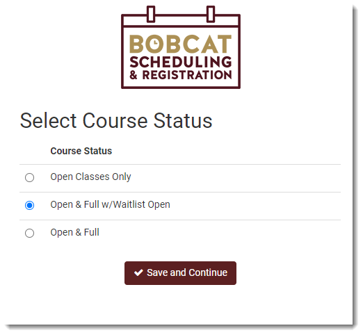 BSR Select Course Status