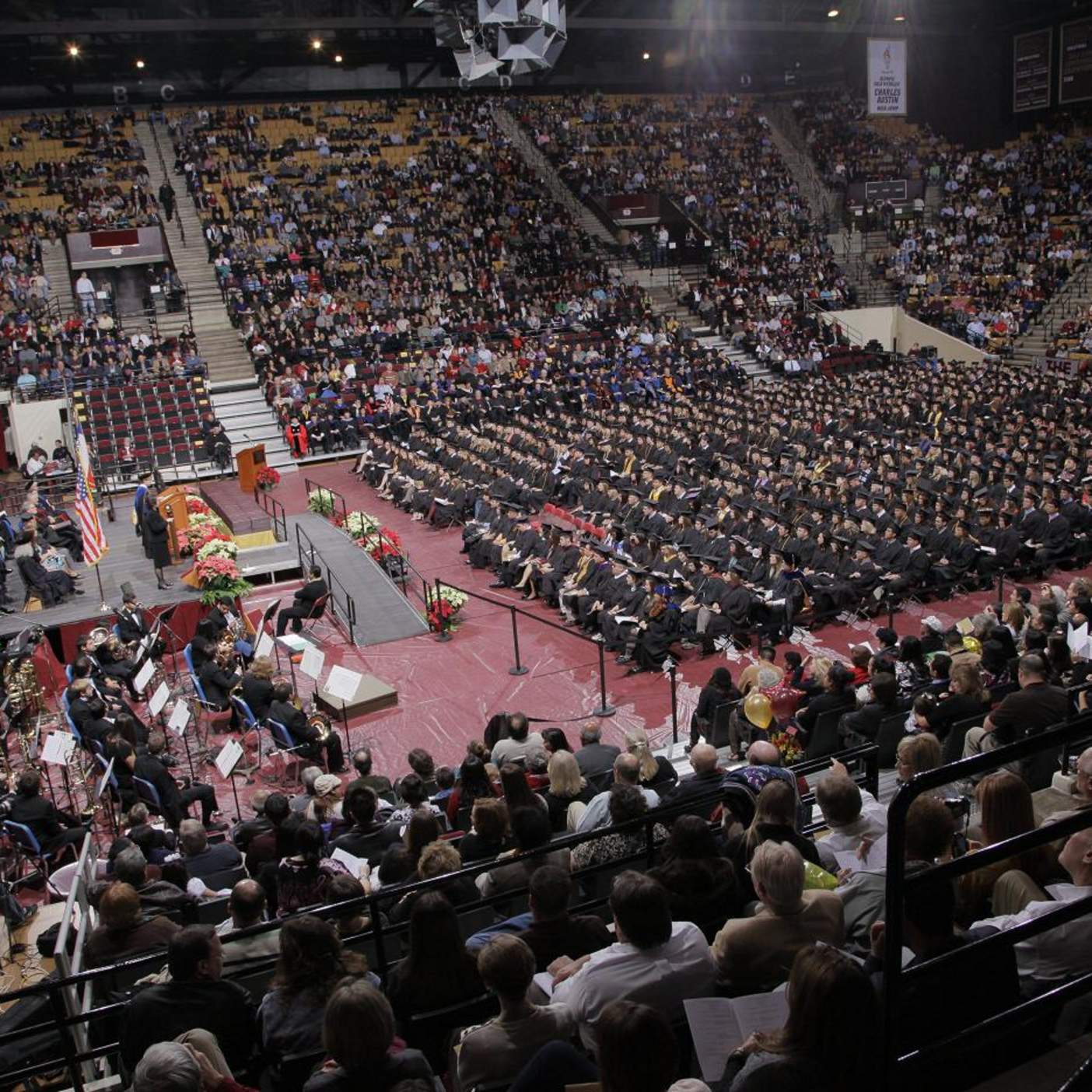 Birds eye view of the commencement ceremony 