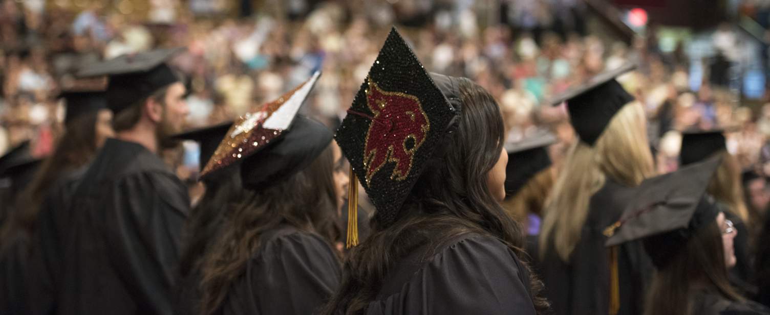 Picture of student's graduate cap at commencement