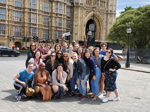 Study abroad group 2019, in front of westminster abbey