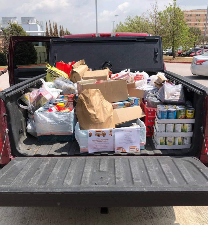 food donations in back of truck